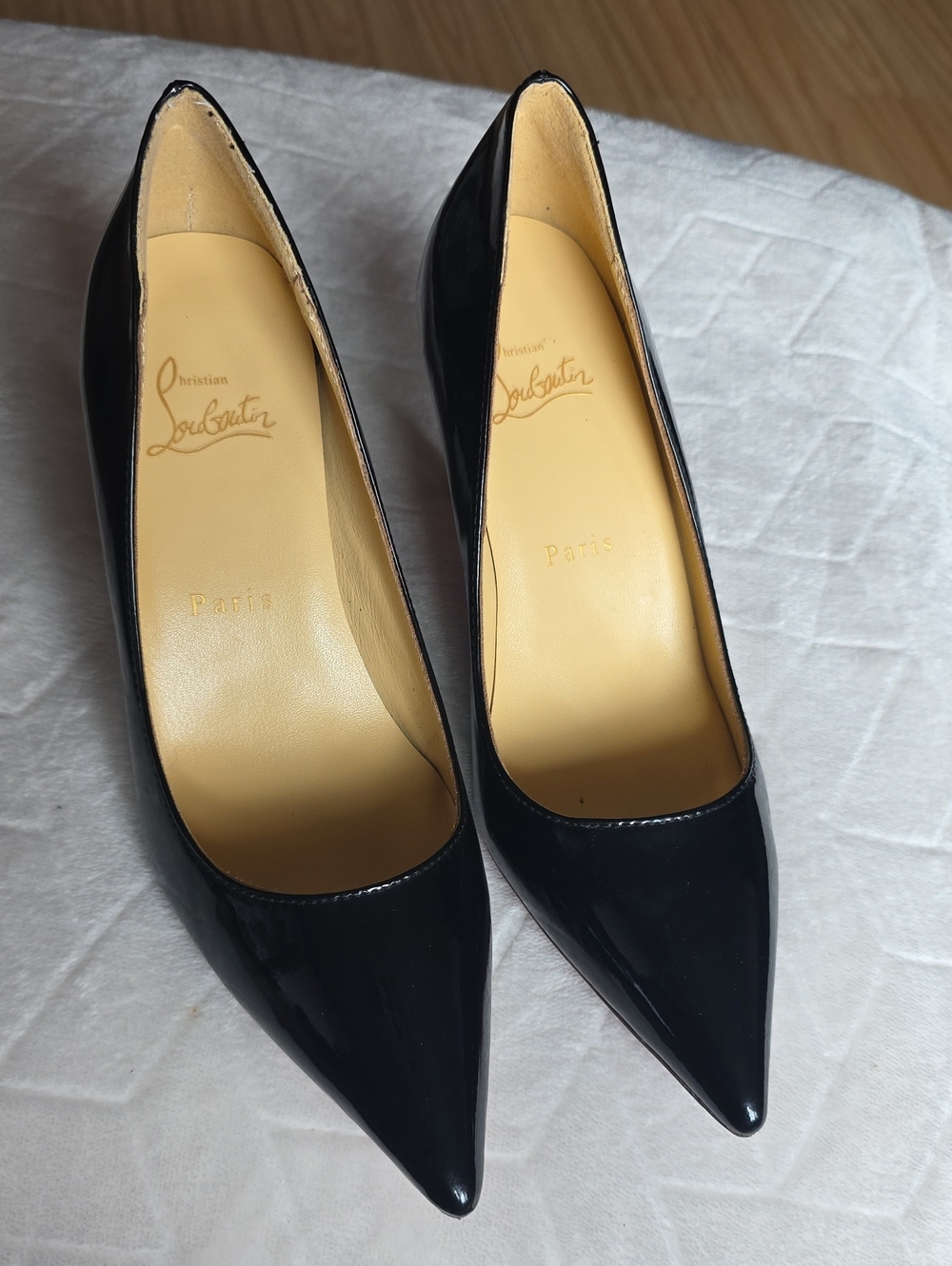 Christian Louboutin Black Patent Pointed-Toe Pumps